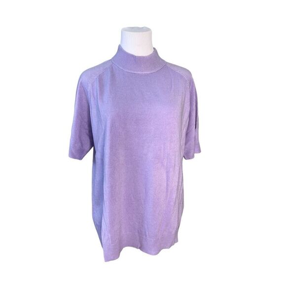 Draper's and Damon's Soft Spun Acrylic Mock Neck SS Lilac Sweater sz XL Everyday - Picture 1 of 9